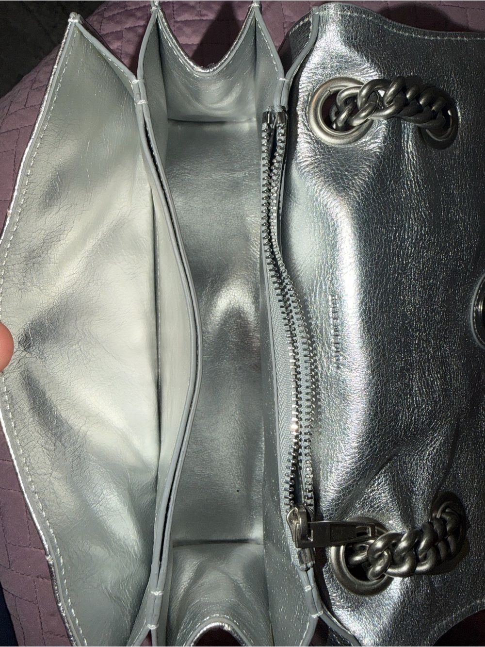 Balenciaga Silver Quilted Crush Shoulder Bag - Picture 7 of 9